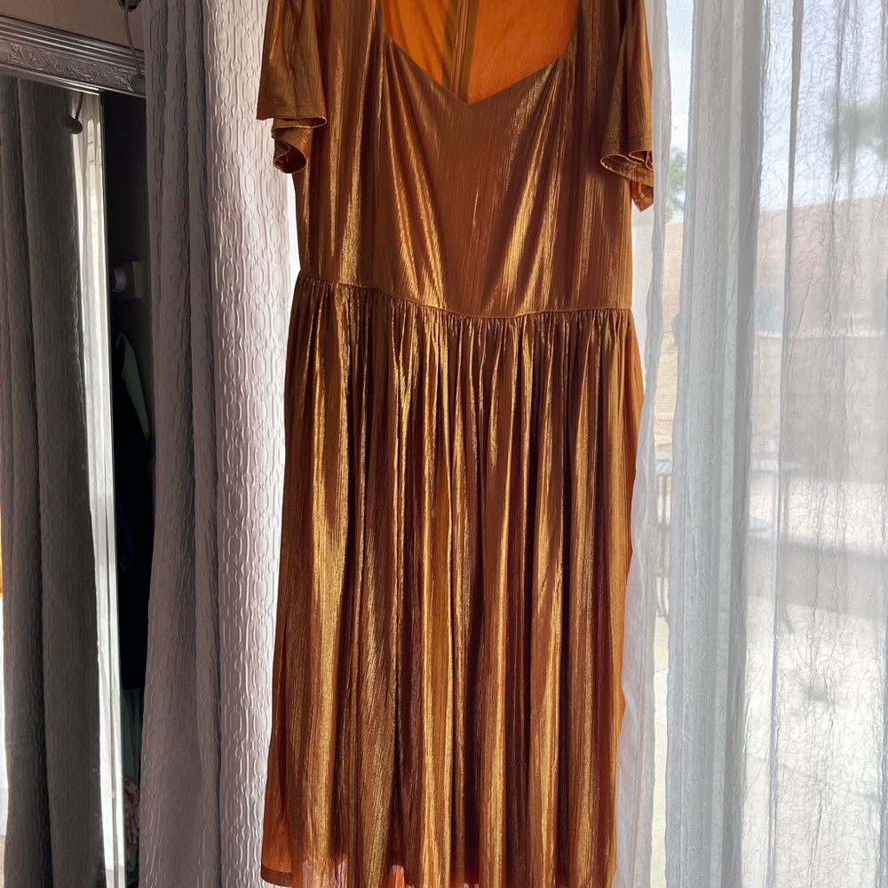 JessaKae Gold Smocked Pleated Sundress - Picture 2 of 6